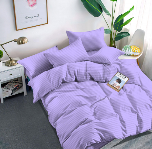 Простыня Страйп-сатин на резинке Лаванда