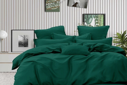 Набор Наволочек Страйп-Сатин Зеленый 140гр 100% хлопок